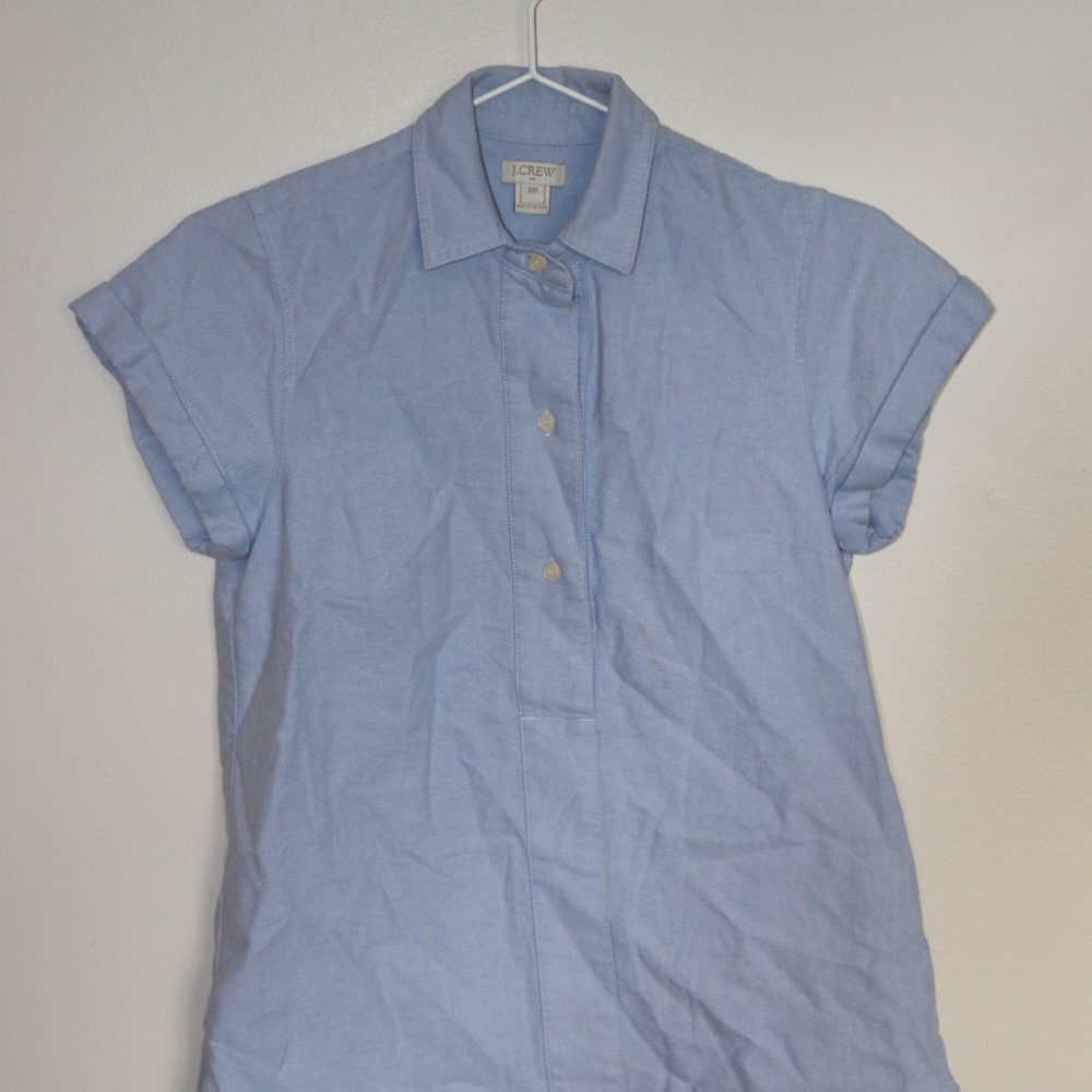 J. Crew Factory Blue Short Sleeve Popover